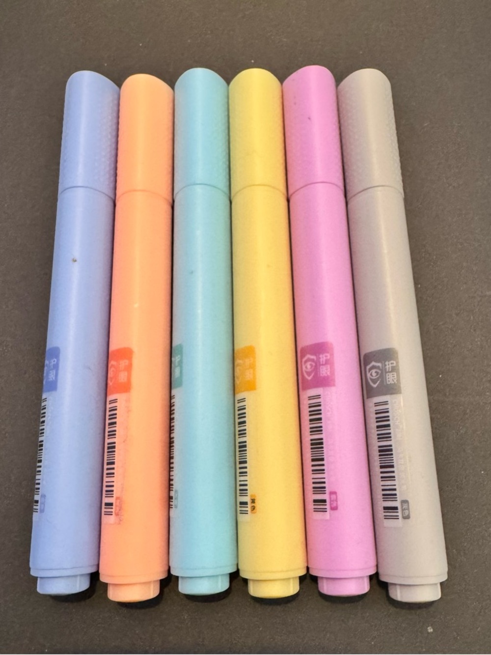 Set of 6 Pastel Dual-Tip Markers - Blue, Peach, Mint, Yellow, Pink, Gray